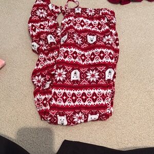 Old Navy Red and White Polar Bear Fair Isle Pajama Pants